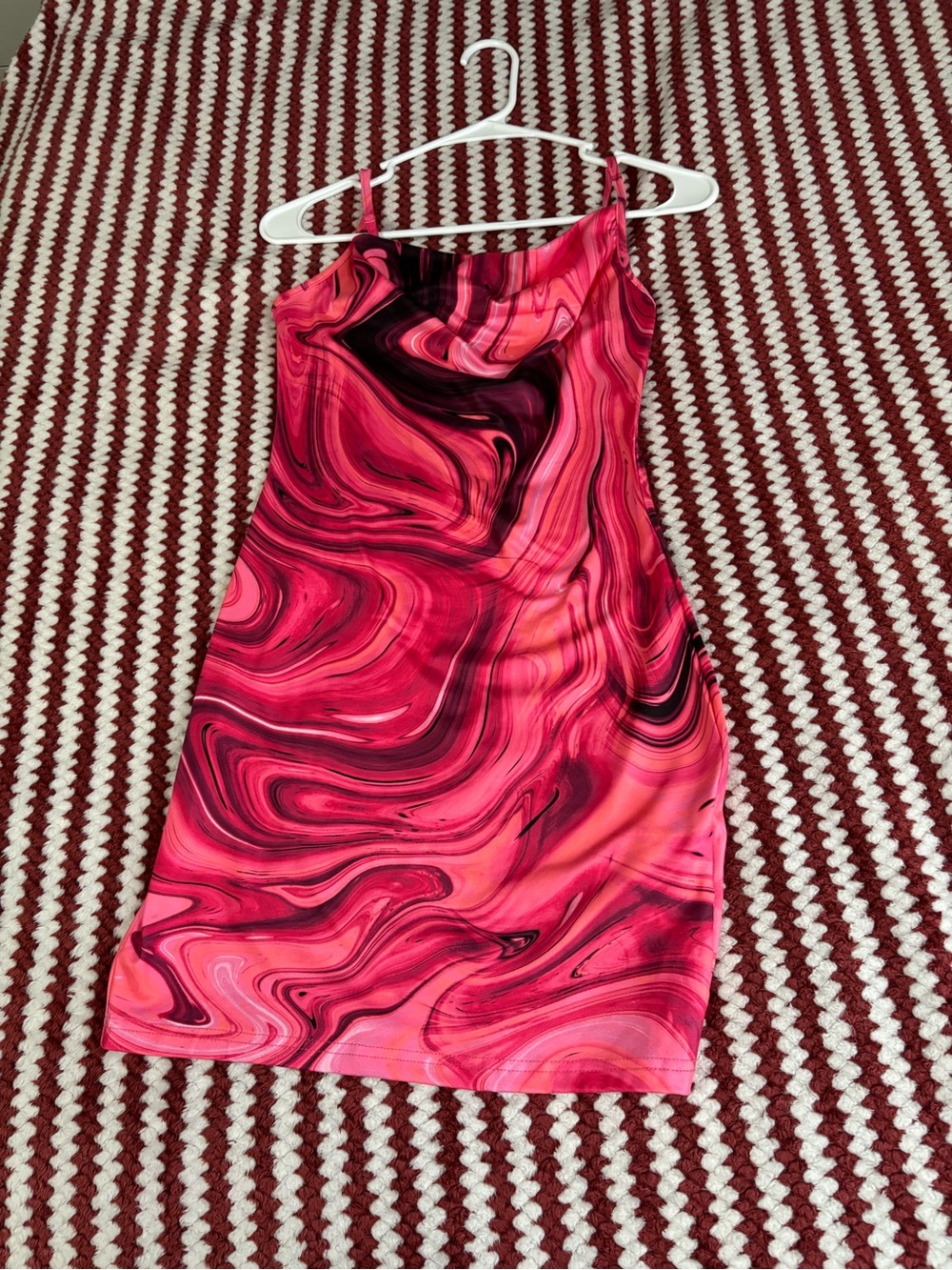 SHEIN Pink Marble Print Slip Dress